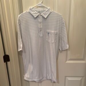 Men's Striped Polo Shirt - Light Blue